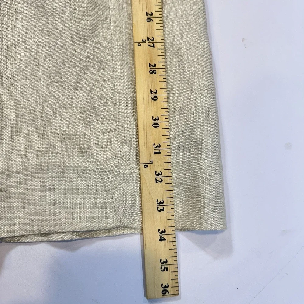 Banana Republic 100% Linen Pleated Wide Leg Pants Women's Natural Beige 12 Long